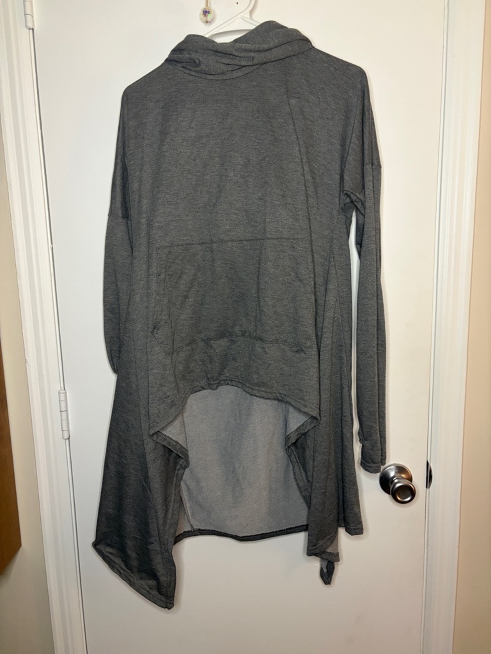 Dark Gray Asymmetric Cowl Neck Sweater